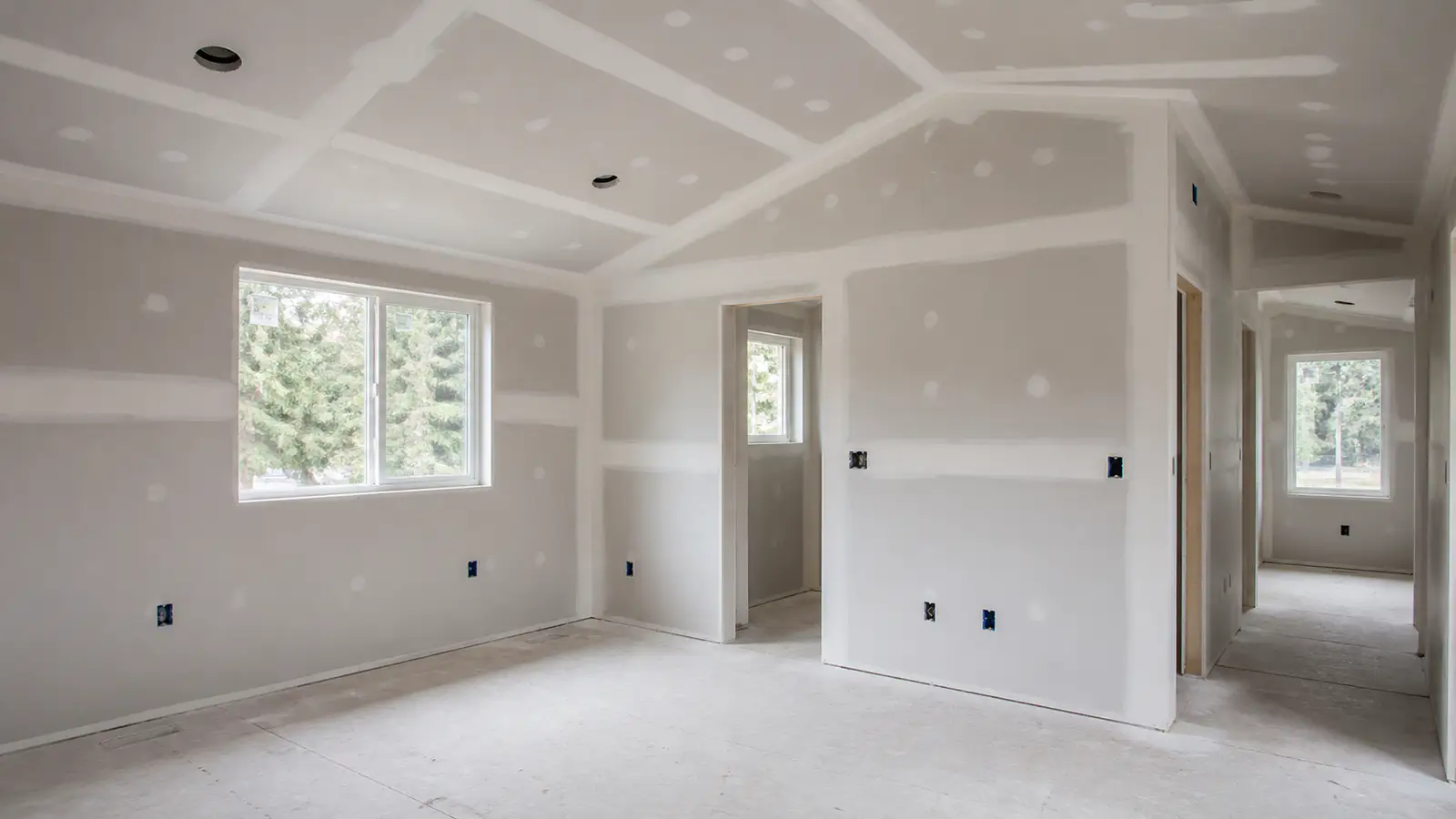 Compact accessory dwelling interior prepared for drywall finishing
