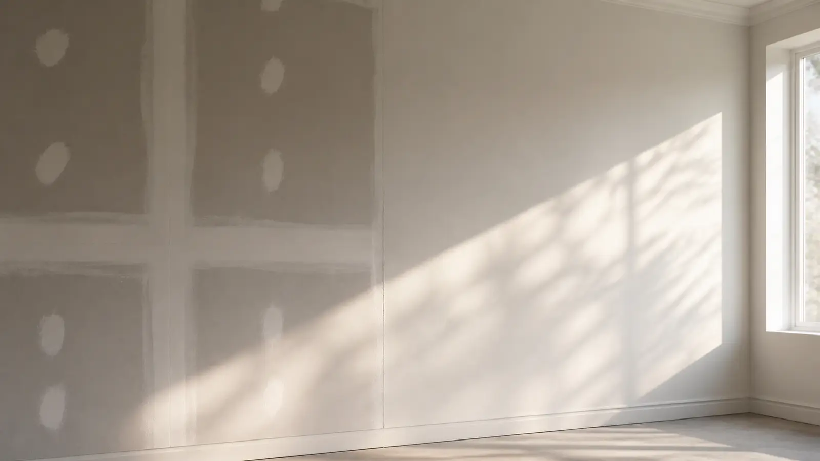 Raking light comparison of smooth wall and Level 5 finish surfaces